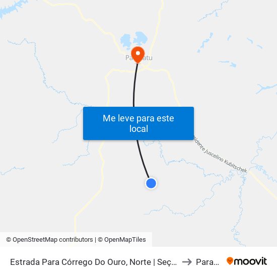 Estrada Para Córrego Do Ouro, Norte | Seção Maria Rosa to Paracatu map