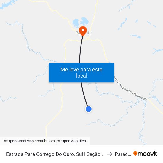 Estrada Para Córrego Do Ouro, Sul | Seção Maria Rosa to Paracatu map