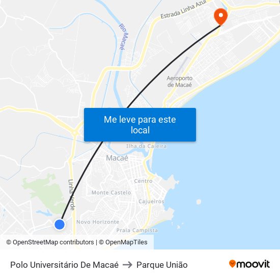 Polo Universitário De Macaé to Parque União map