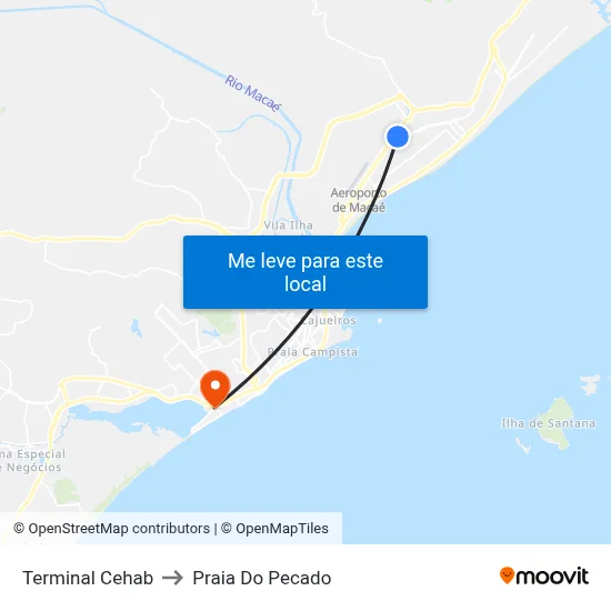 Terminal Cehab to Praia Do Pecado map