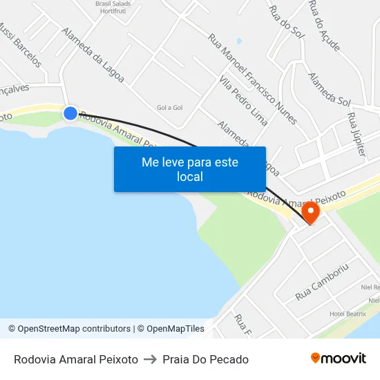 Rodovia Amaral Peixoto to Praia Do Pecado map