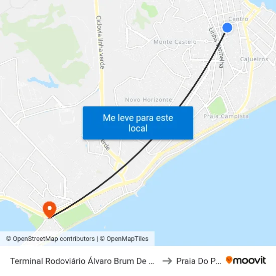 Terminal Rodoviário Álvaro Brum De Azevedo (Macaé) to Praia Do Pecado map