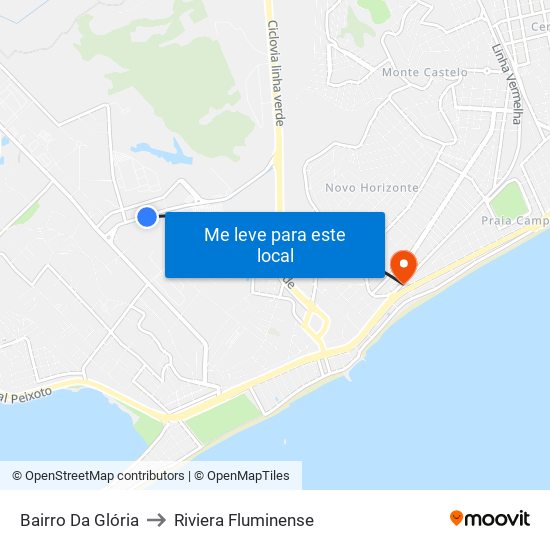 Bairro Da Glória to Riviera Fluminense map