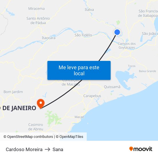 Cardoso Moreira to Sana map