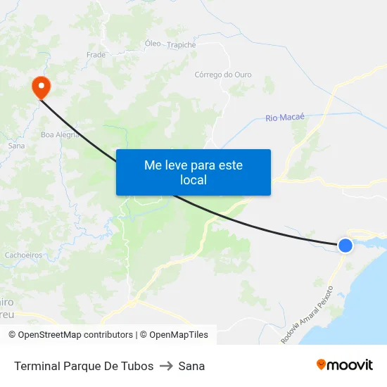 Terminal Parque De Tubos to Sana map