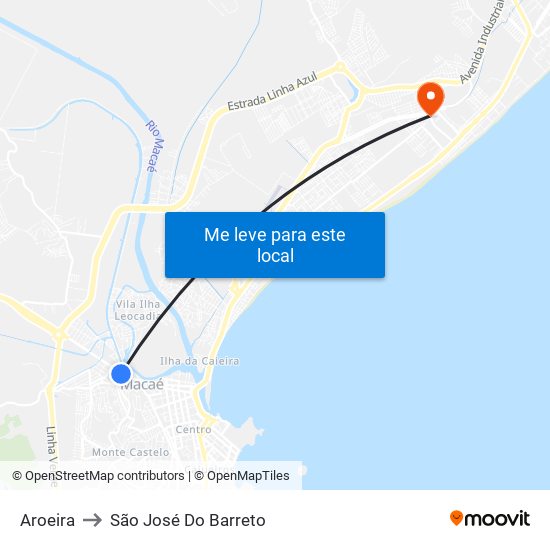 Aroeira to São José Do Barreto map