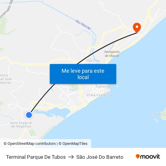 Terminal Parque De Tubos to São José Do Barreto map