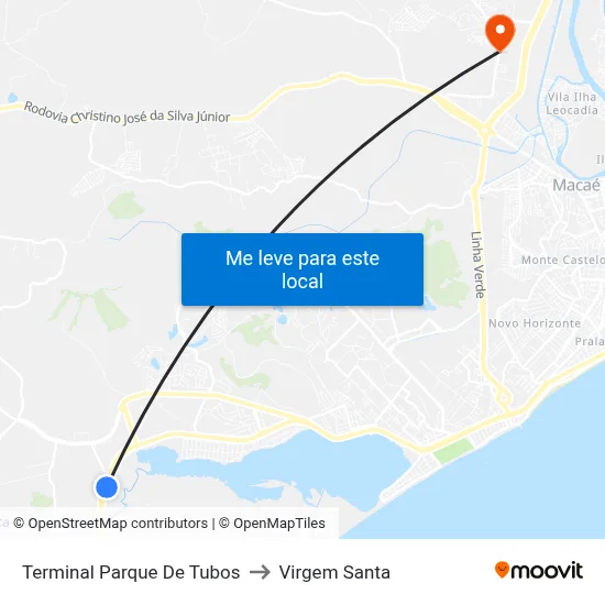 Terminal Parque De Tubos to Virgem Santa map