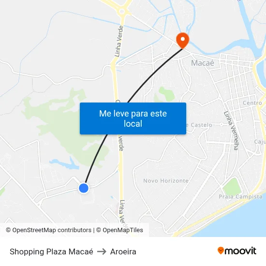 Shopping Plaza Macaé to Aroeira map