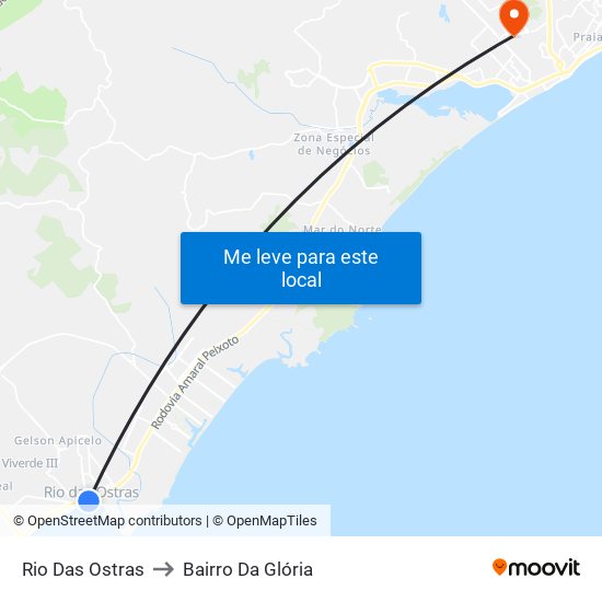 Rio Das Ostras to Bairro Da Glória map