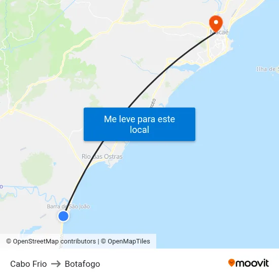 Cabo Frio to Botafogo map