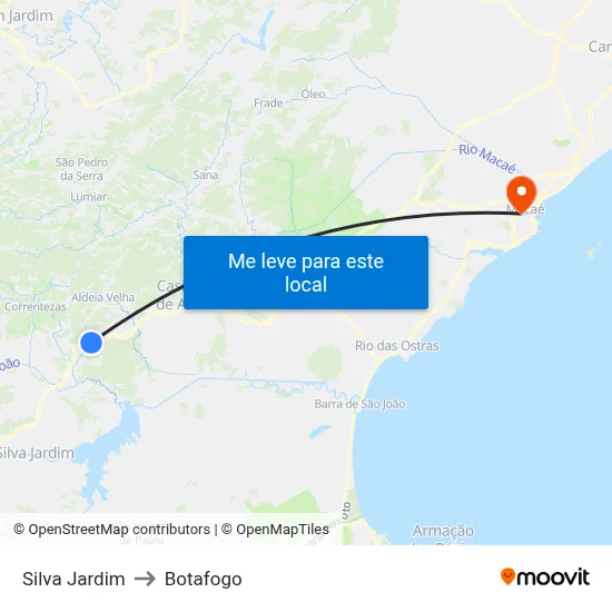 Silva Jardim to Botafogo map