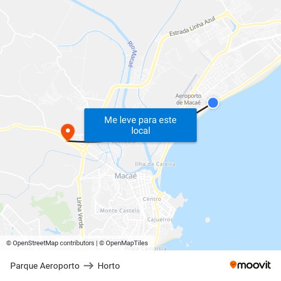 Parque Aeroporto to Horto map