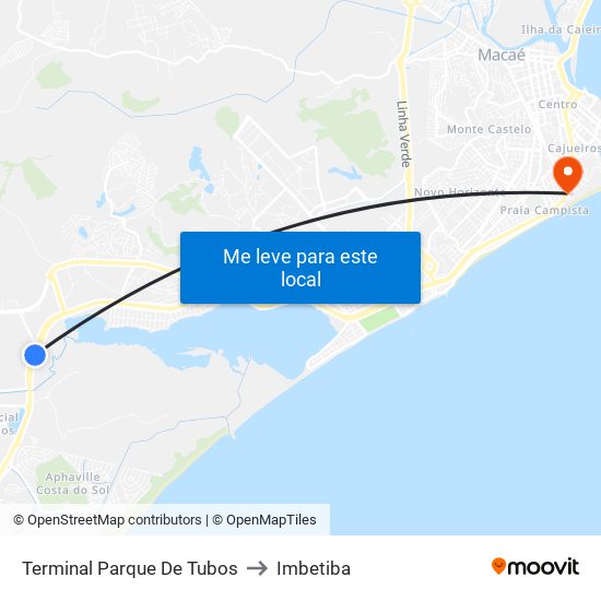 Terminal Parque De Tubos to Imbetiba map
