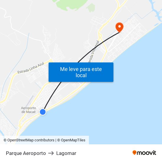 Parque Aeroporto to Lagomar map