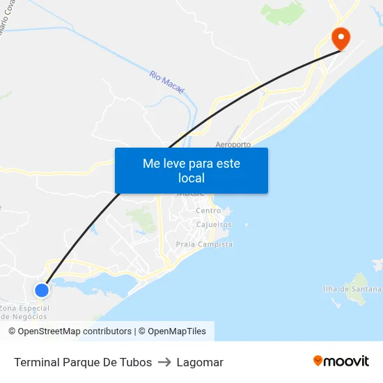 Terminal Parque De Tubos to Lagomar map