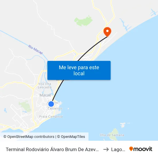 Terminal Rodoviário Álvaro Brum De Azevedo (Macaé) to Lagomar map