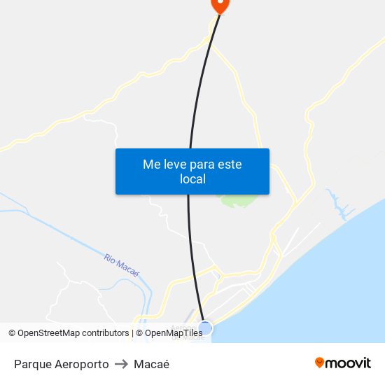 Parque Aeroporto to Macaé map