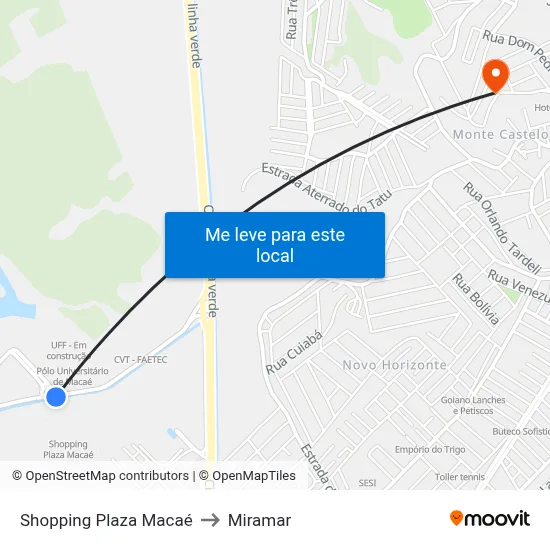 Shopping Plaza Macaé to Miramar map