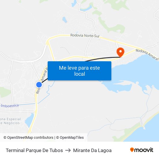 Terminal Parque De Tubos to Mirante Da Lagoa map