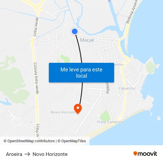 Aroeira to Novo Horizonte map