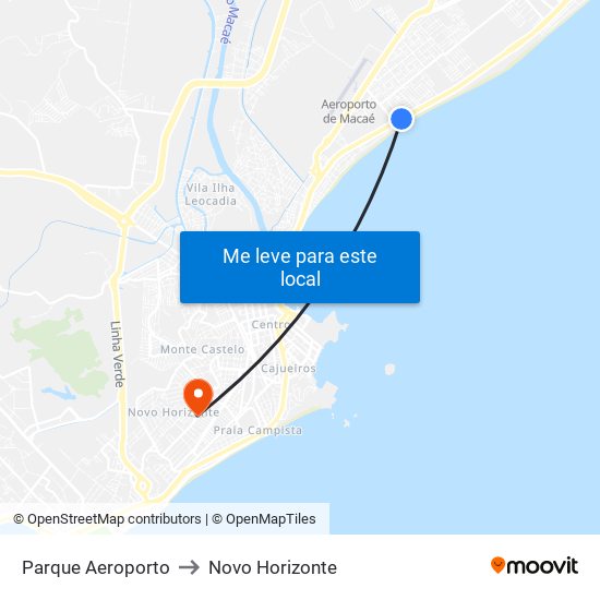 Parque Aeroporto to Novo Horizonte map