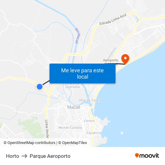 Horto to Parque Aeroporto map