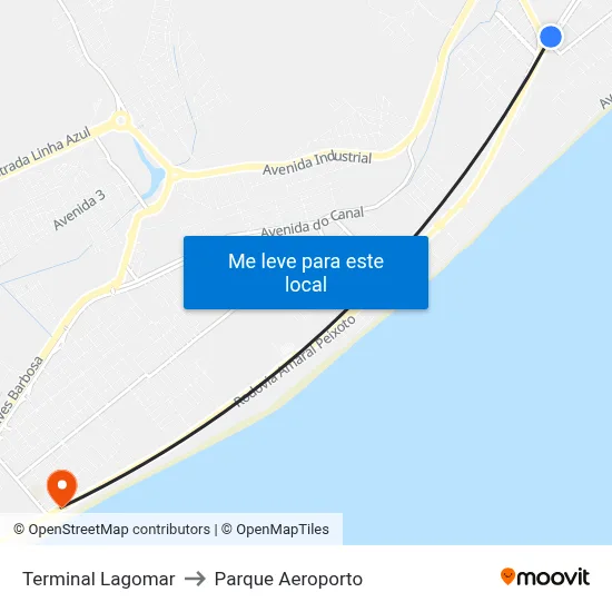 Terminal Lagomar to Parque Aeroporto map