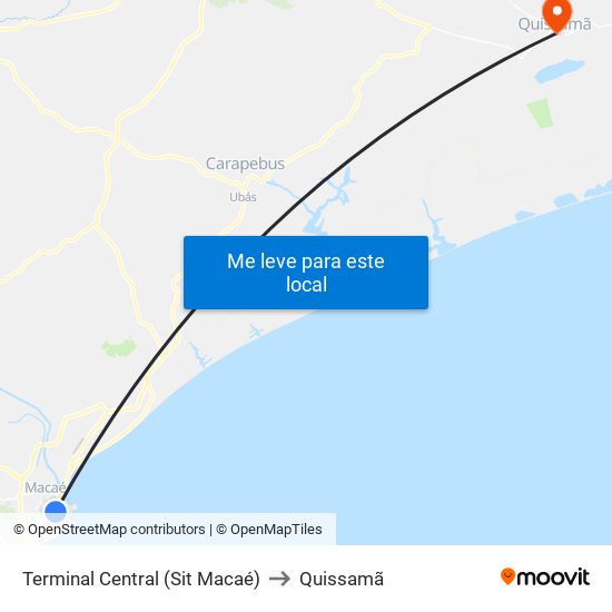 Terminal Central (Sit Macaé) to Quissamã map