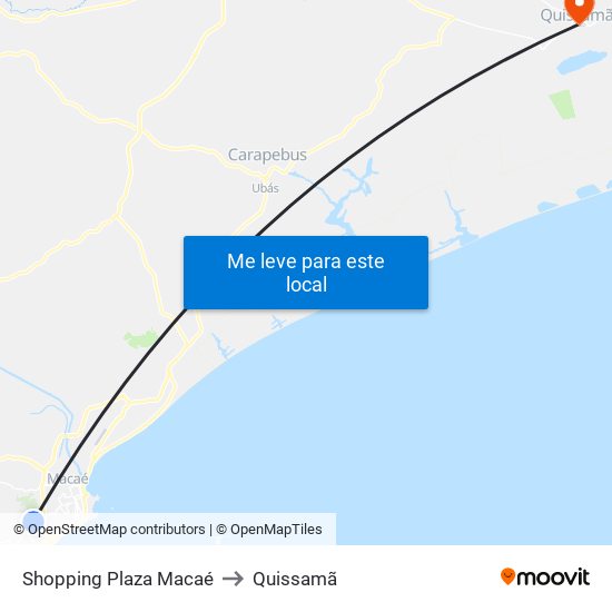 Shopping Plaza Macaé to Quissamã map