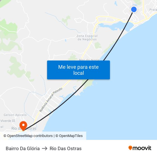 Bairro Da Glória to Rio Das Ostras map