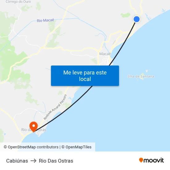 Cabiúnas to Rio Das Ostras map