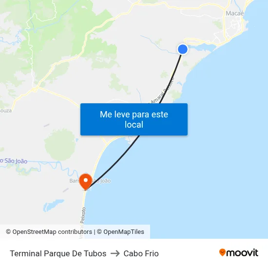 Terminal Parque De Tubos to Cabo Frio map