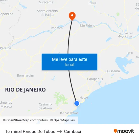 Terminal Parque De Tubos to Cambuci map