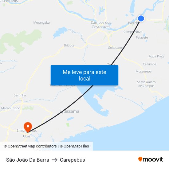 São João Da Barra to Carepebus map