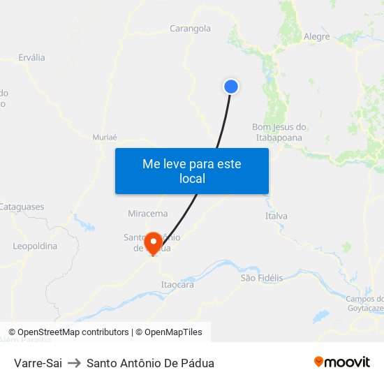 Varre-Sai to Santo Antônio De Pádua map