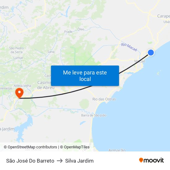 São José Do Barreto to Silva Jardim map