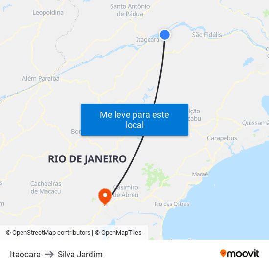 Itaocara to Silva Jardim map