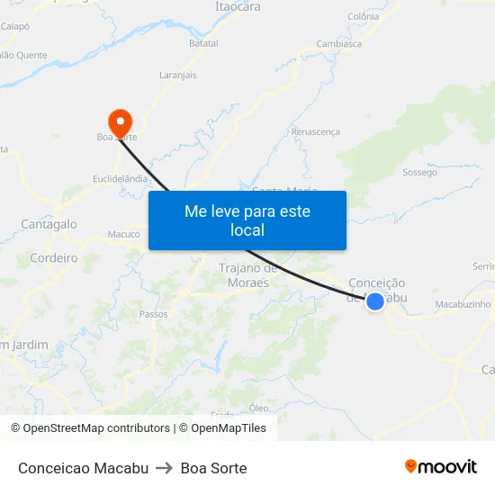 Conceicao Macabu to Boa Sorte map
