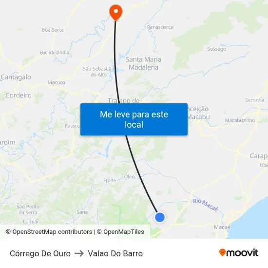 Córrego De Ouro to Valao Do Barro map