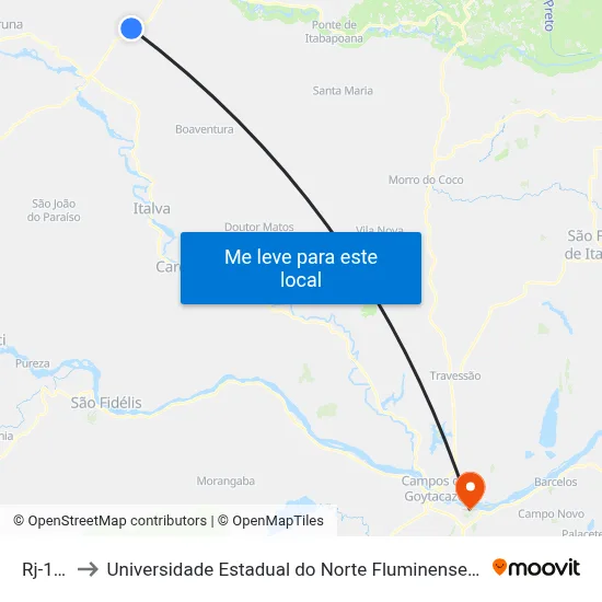 Rj-186 to Universidade Estadual do Norte Fluminense (UENF) map