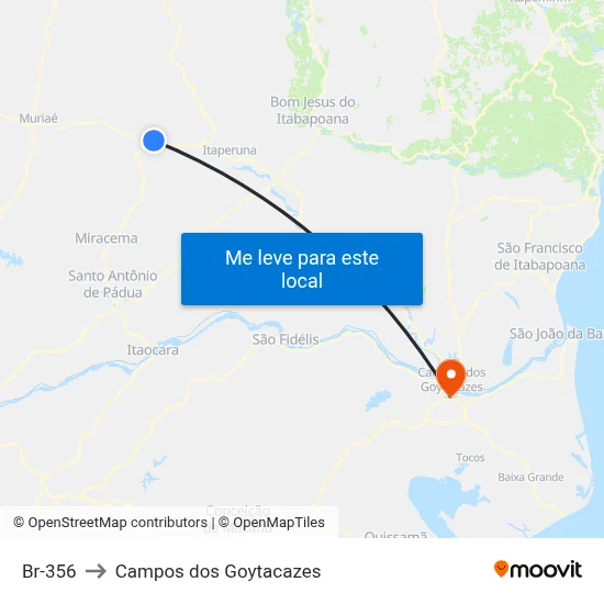 Br-356 to Campos dos Goytacazes map