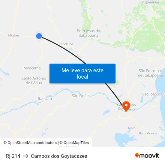 Rj-214 to Campos dos Goytacazes map