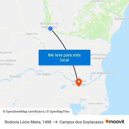 Rodovia Lúcio Meira, 1498 to Campos dos Goytacazes map