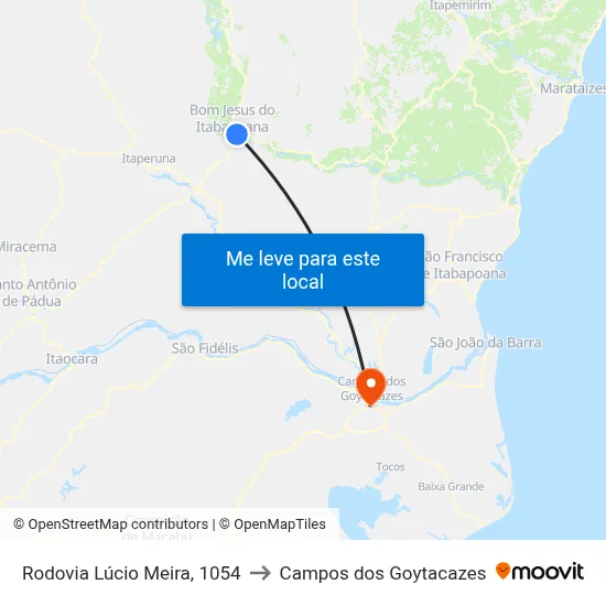Rodovia Lúcio Meira, 1054 to Campos dos Goytacazes map