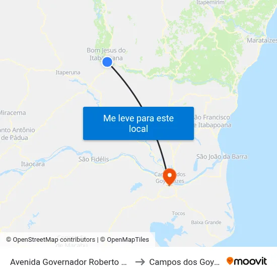 Avenida Governador Roberto Silveira, 573 to Campos dos Goytacazes map