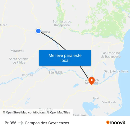 Br-356 to Campos dos Goytacazes map