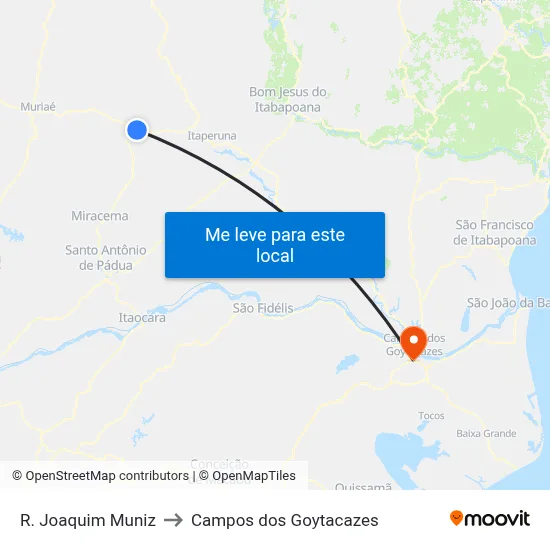 R. Joaquim Muniz to Campos dos Goytacazes map
