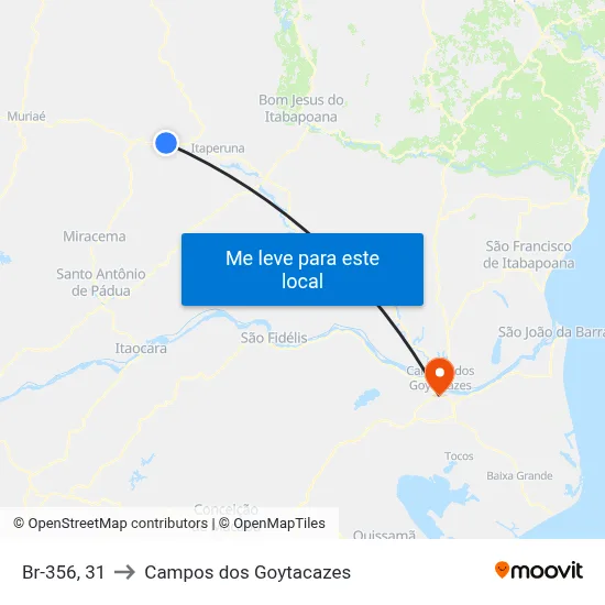 Br-356, 31 to Campos dos Goytacazes map