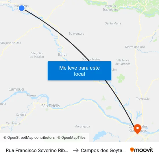 Rua Francisco Severino Ribeiro, 74 to Campos dos Goytacazes map